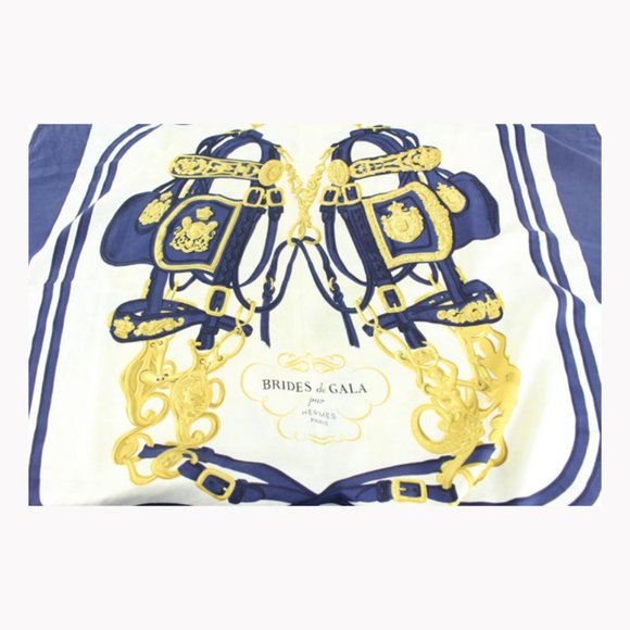 Louis Vuitton Navy x Gold Brides de Gala Silk Scarf 58h511s - Picture 1 of 12